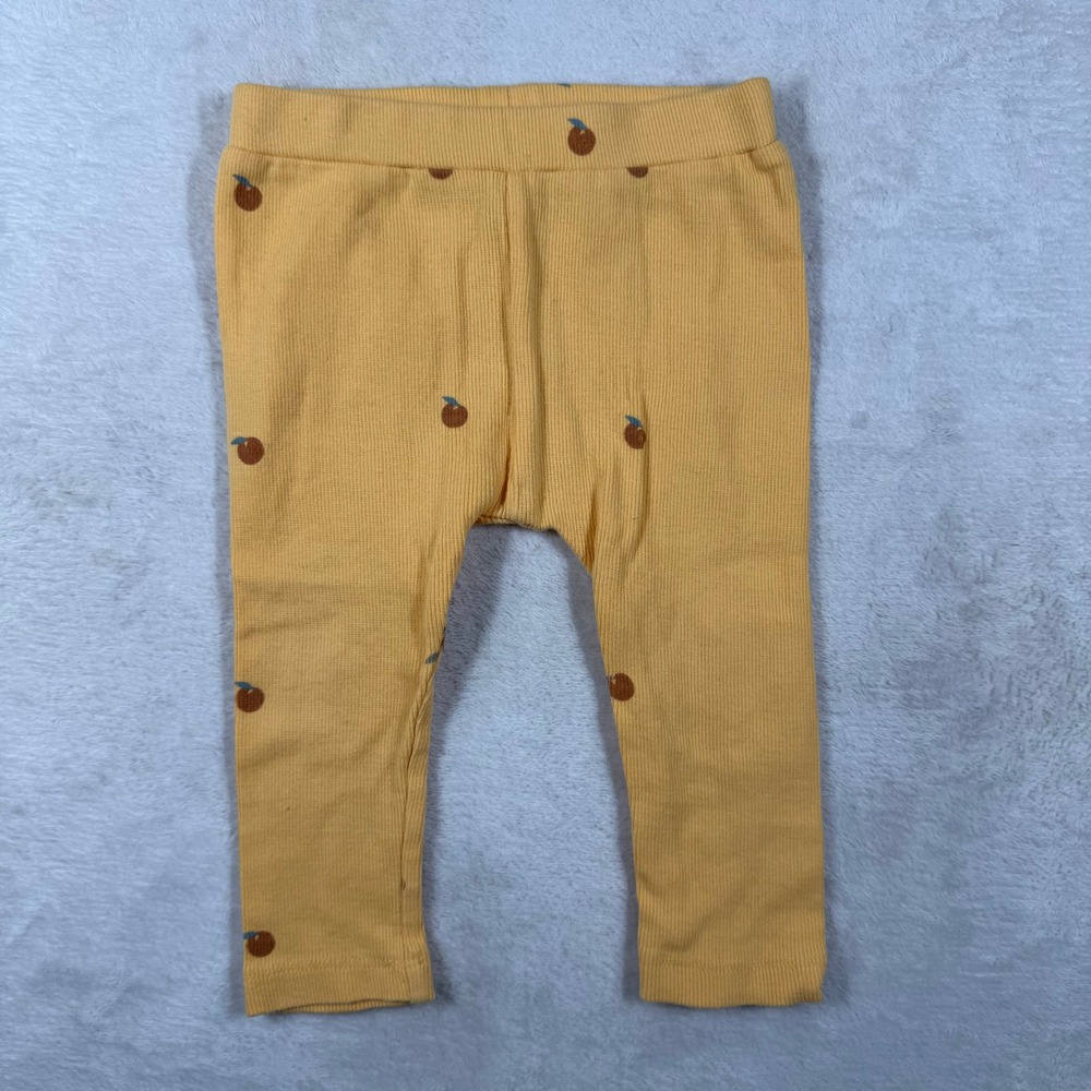 Kate Quinn Mustard Yellow Ribbed Organic Cotton Fruit Print Leggings 12-18M